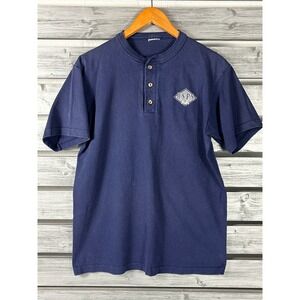 Vtg 90s USPS Henley Shirt Blue Official Post Office Mens M faded single stitch